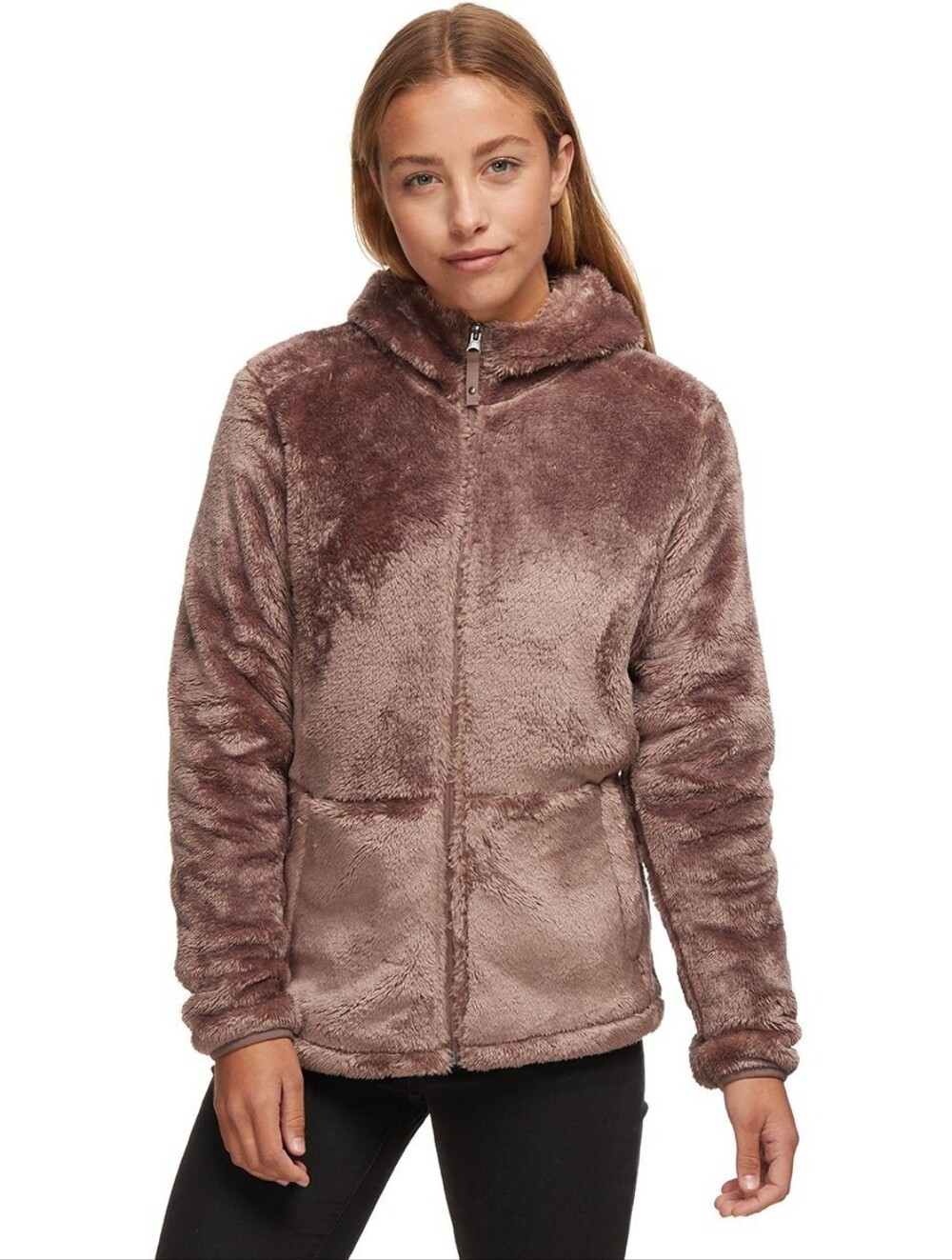 Snozu Plush Hooded Teddy Jacket in Taupe Brown